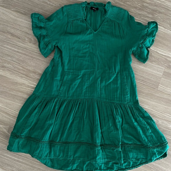 ME+EM Dresses & Skirts - ME+EM Cheesecloth Shirring Detail Swing Dress 100% Cotton OrchidGreen 10 UK 6 US
